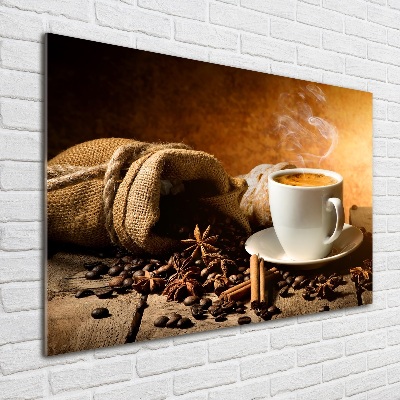 Foto obraz sklenený horizontálny Káva a korenie