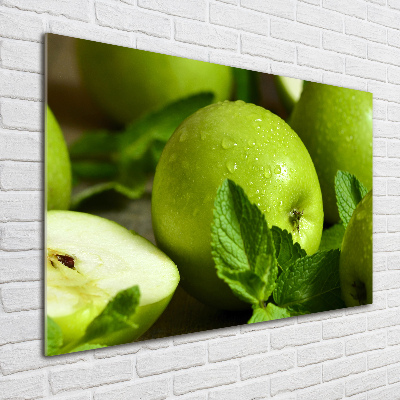 Foto obraz fotografie na skle zelená jablká