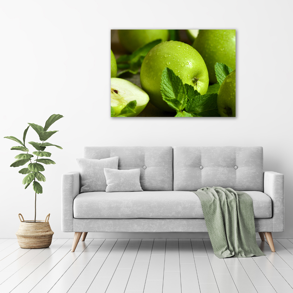 Foto obraz fotografie na skle zelená jablká