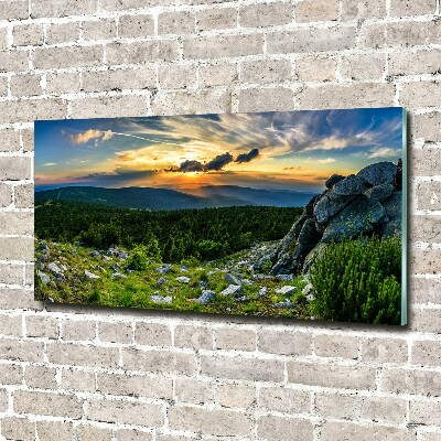 Foto obraz sklenený horizontálny horské panorama