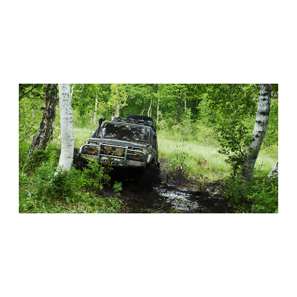 Foto-obraz fotografie na skle Jeep v lese