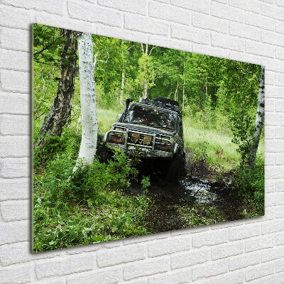 Foto-obraz fotografie na skle Jeep v lese