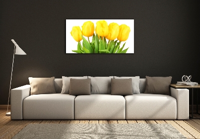 Foto obraz sklo tvrzené žlté tulipány