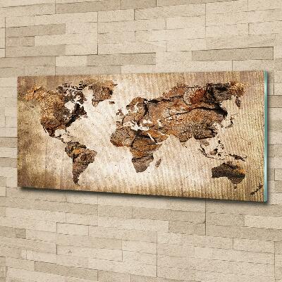 Foto obraz sklo tvrzené Mapa sveta drevo