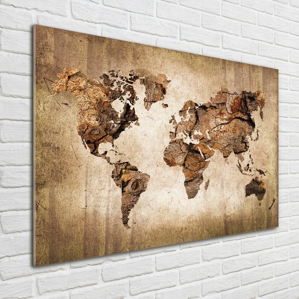 Foto obraz sklo tvrzené Mapa sveta drevo