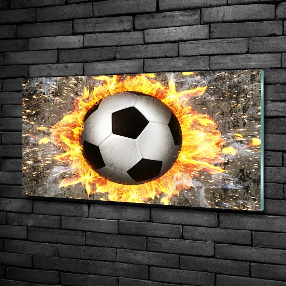 Foto obraz sklo tvrzené Horiace futbalová lopta