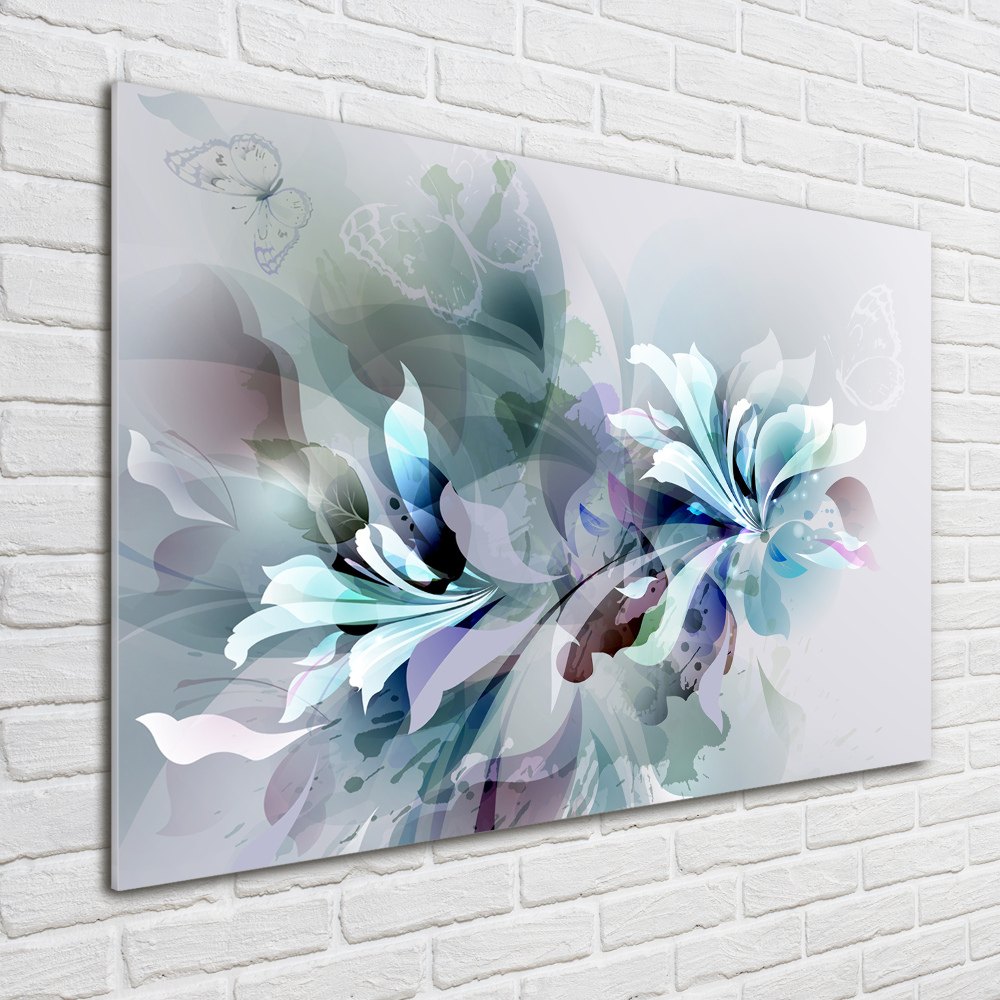 Foto obraz sklenený horizontálny abstrakcie kvety