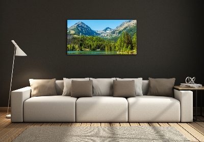 Foto obraz sklenený horizontálny Jazero v horách