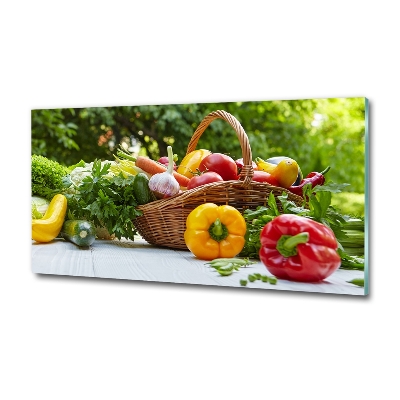 Foto obraz sklenený horizontálny kôš zeleniny