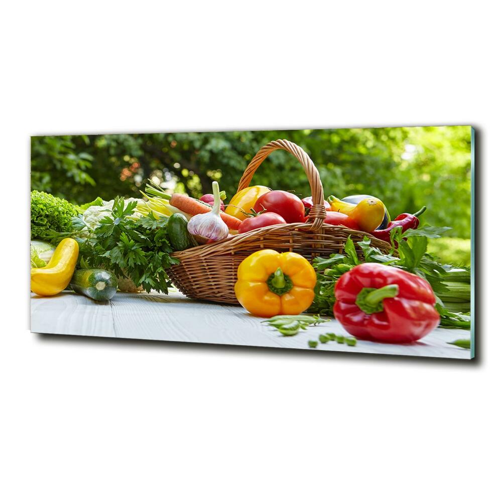 Foto obraz sklenený horizontálny kôš zeleniny