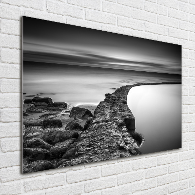 Foto obraz sklo tvrzené kamenná pláž