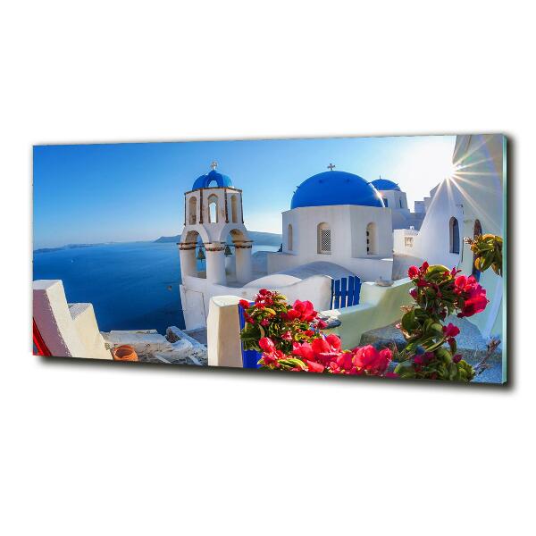 Fotoobraz sklenený na stenu do obývačky Santorini Grécko