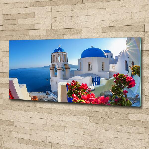 Fotoobraz sklenený na stenu do obývačky Santorini Grécko