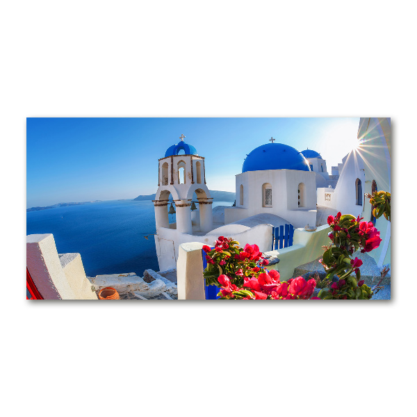 Fotoobraz sklenený na stenu do obývačky Santorini Grécko