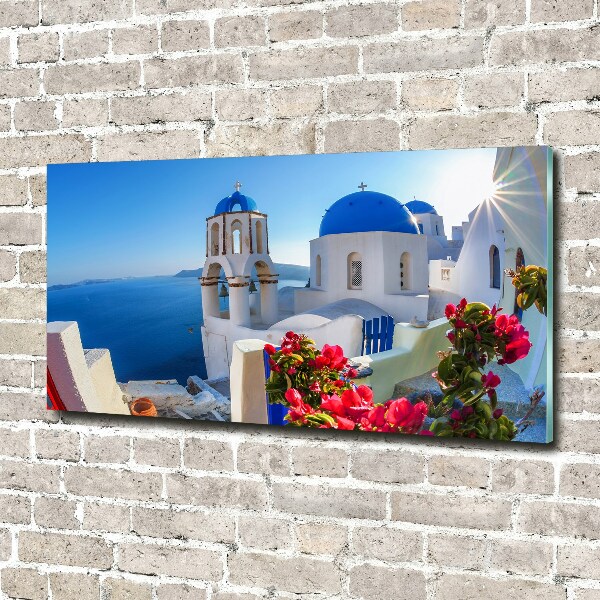Fotoobraz sklenený na stenu do obývačky Santorini Grécko