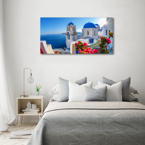 Fotoobraz sklenený na stenu do obývačky Santorini Grécko