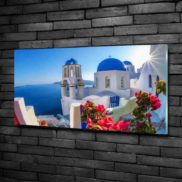 Fotoobraz sklenený na stenu do obývačky Santorini Grécko