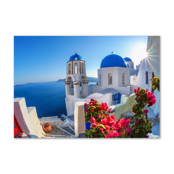 Fotoobraz sklenený na stenu do obývačky Santorini Grécko