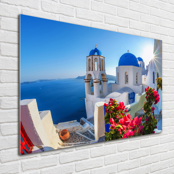 Fotoobraz sklenený na stenu do obývačky Santorini Grécko