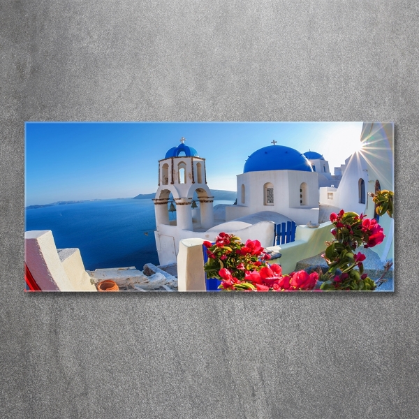 Fotoobraz sklenený na stenu do obývačky Santorini Grécko