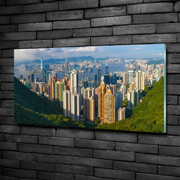 Foto obraz sklo tvrzené Hongkong panorámu