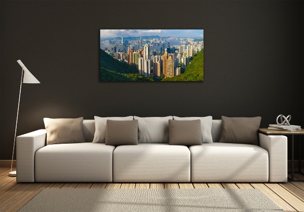 Foto obraz sklo tvrzené Hongkong panorámu