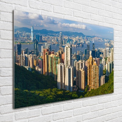 Foto obraz sklo tvrzené Hongkong panorámu