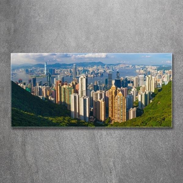 Foto obraz sklo tvrzené Hongkong panorámu