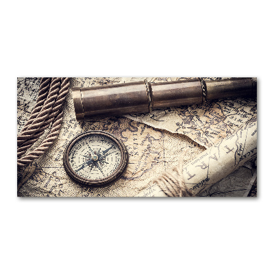 Foto-obraz fotografie na skle Kompas mapa lupa
