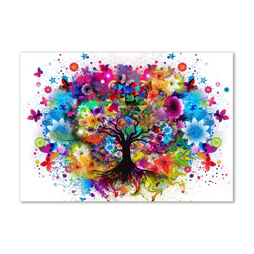 Foto obraz fotografie na skle farebné stromy