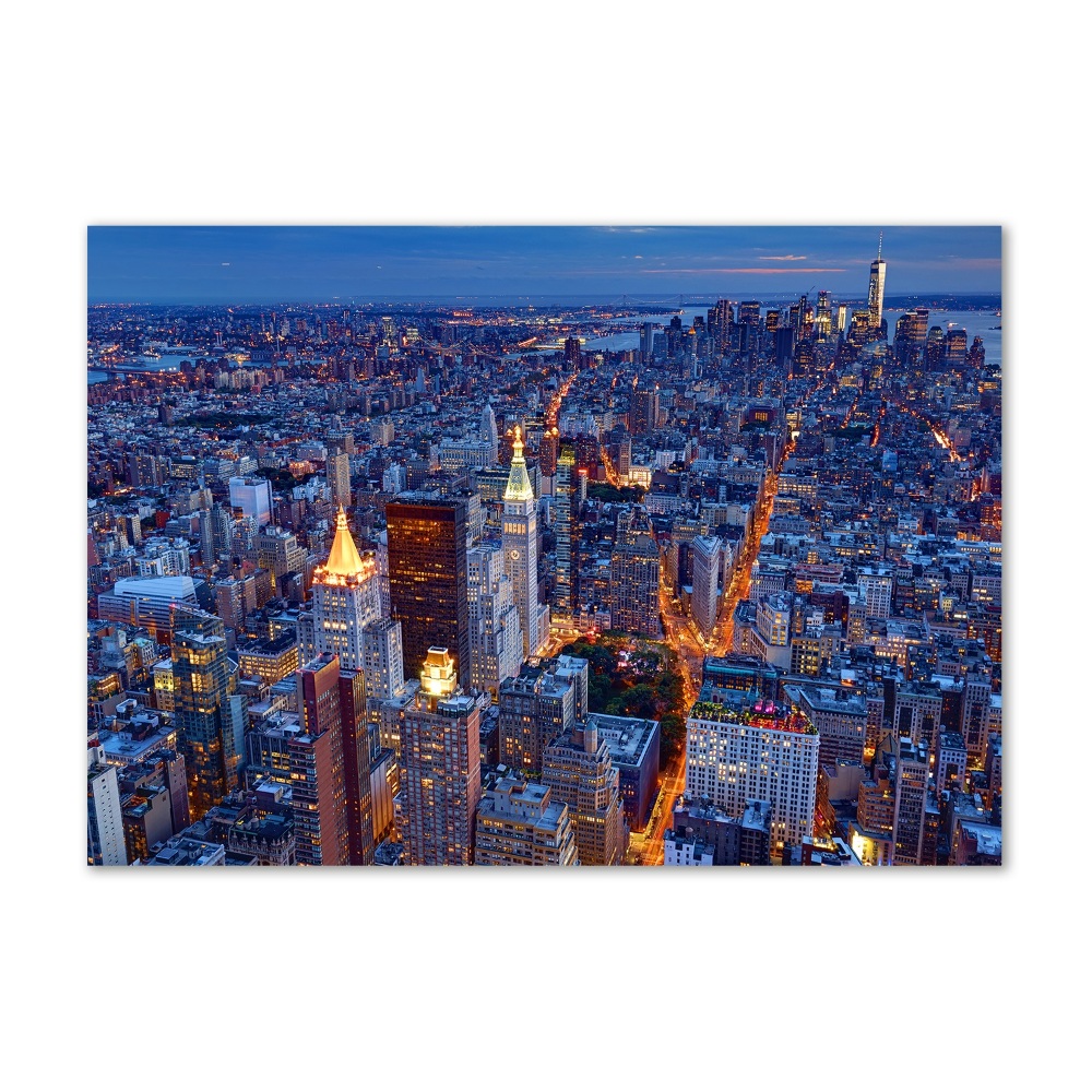Moderný sklenený obraz z fotografie Manhattan noc