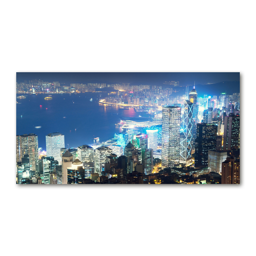 Foto obraz sklo tvrzené nočné Hongkong