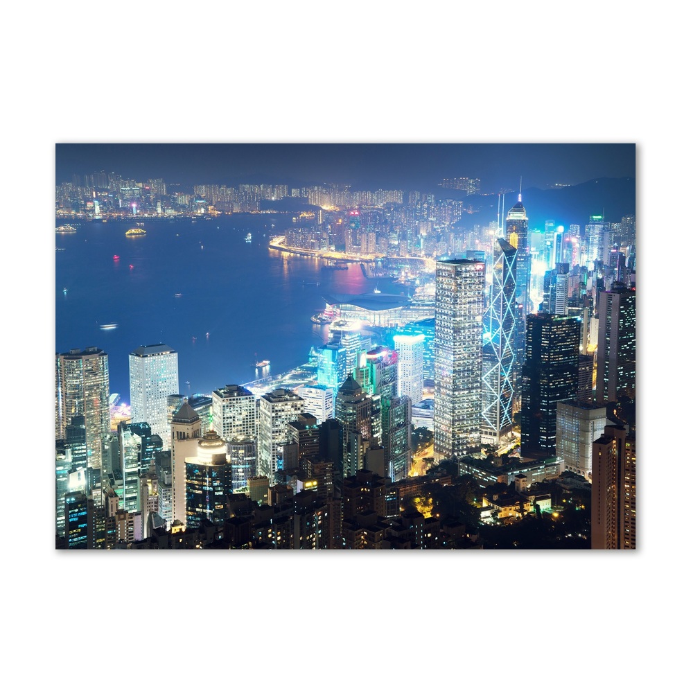 Foto obraz sklo tvrzené nočné Hongkong