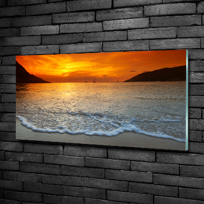 Foto obraz sklo tvrzené Západ slnka mora