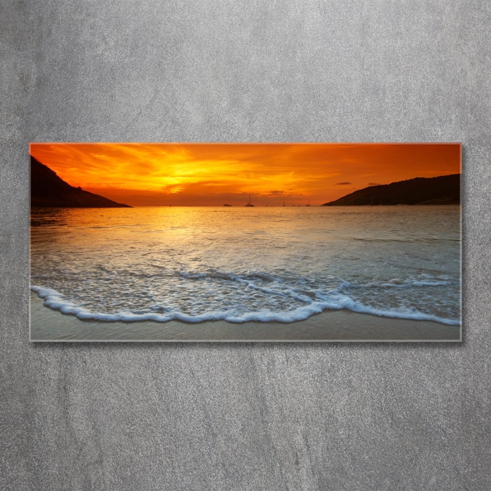 Foto obraz sklo tvrzené Západ slnka mora