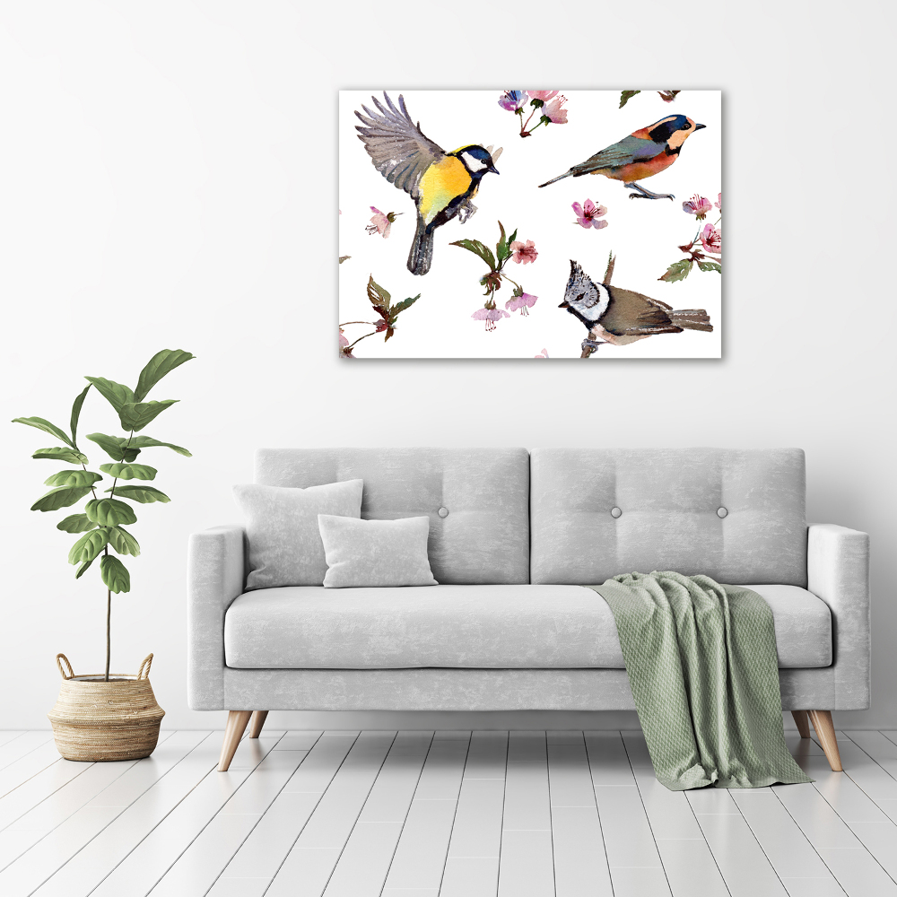 Fotoobraz na skle Vtáky kvety Visty