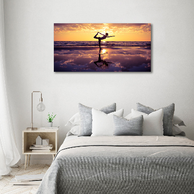 Moderný foto obraz na stenu Joga na pláži