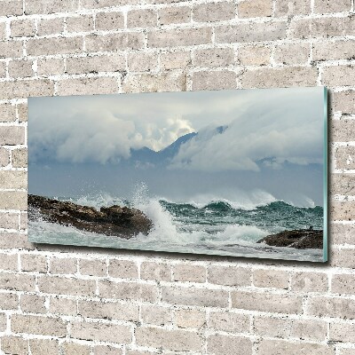 Fotoobraz na skle rozbúrené more