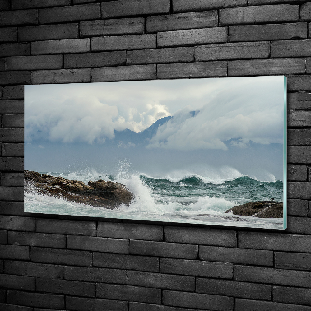 Fotoobraz na skle rozbúrené more
