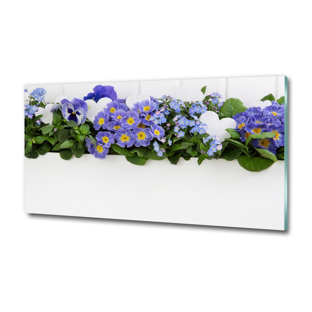 Foto obraz sklo tvrzené modré kvety