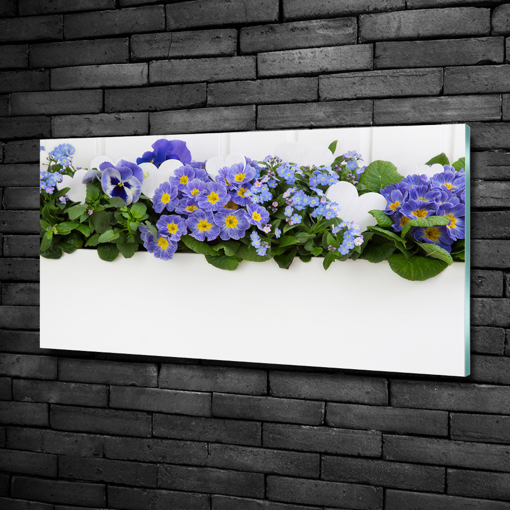 Foto obraz sklo tvrzené modré kvety