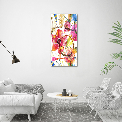 Vertikálny fotoobraz na skle Kvety štýl Boho
