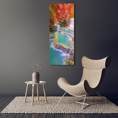 Vertikálny foto obraz fotografie na skle Vodopád jeseň