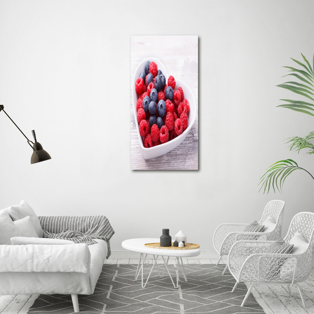 Vertikálny foto obraz sklenený Malina a jahody