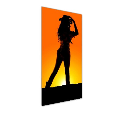 Vertikálny foto obraz sklenený Silueta kovbojky