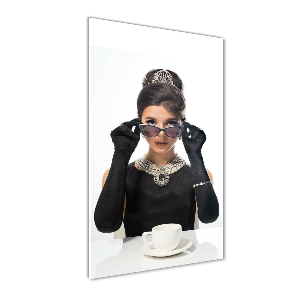 Vertikálny foto obraz sklenený Žena v okuliaroch