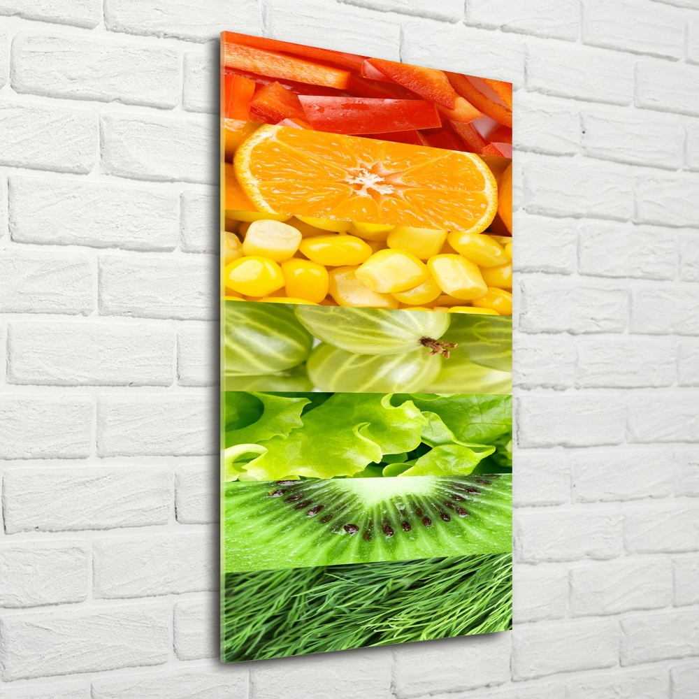 Vertikálny fotoobraz na skle Ovocie a zelenina