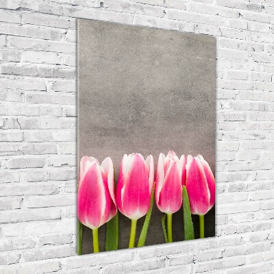 Vertikálny foto obraz sklo tvrdené Ružové tulipány