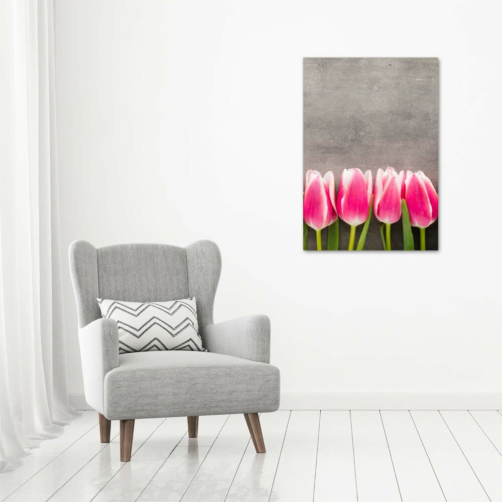 Vertikálny foto obraz sklo tvrdené Ružové tulipány