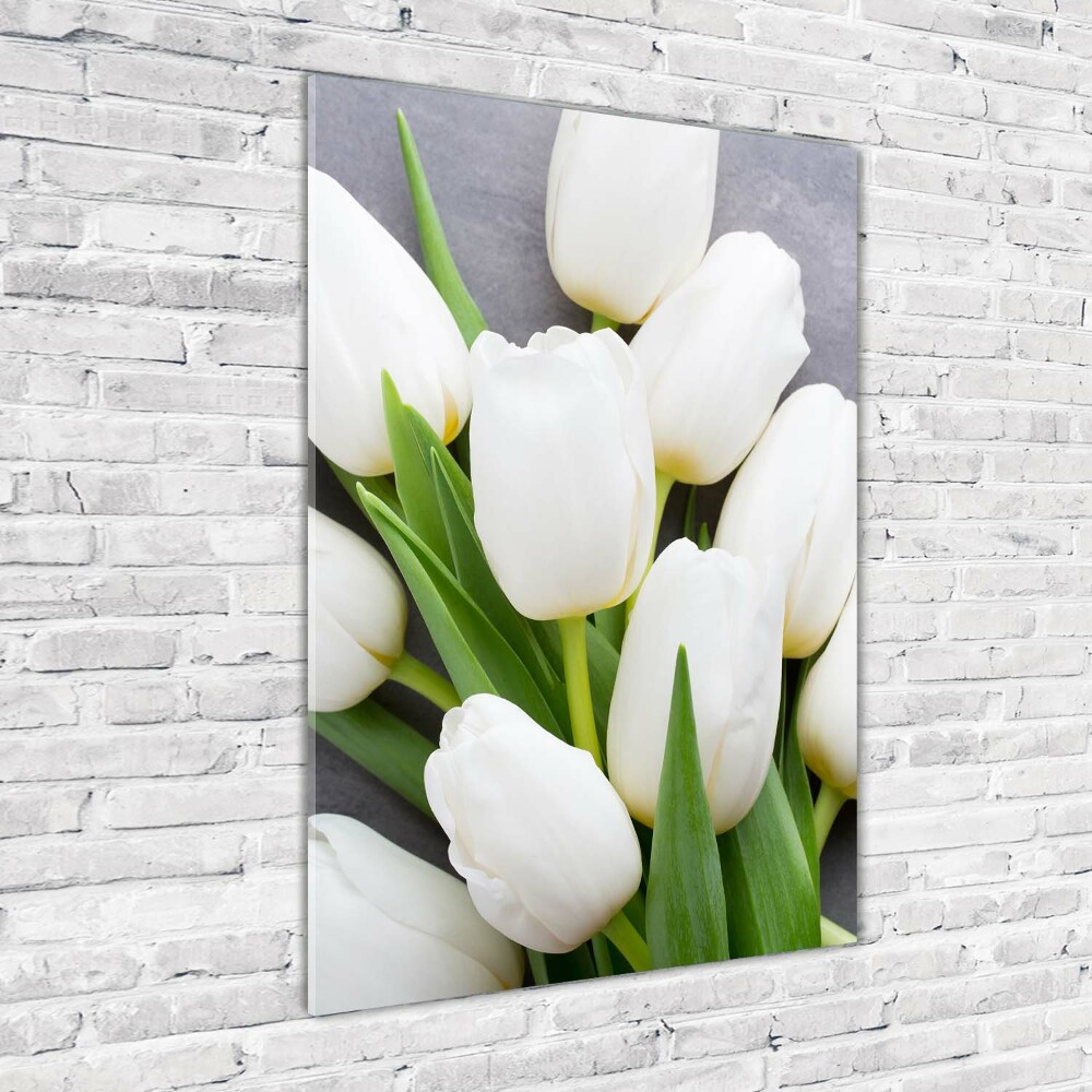 Vertikálny foto obraz sklo tvrdené Biele tulipány
